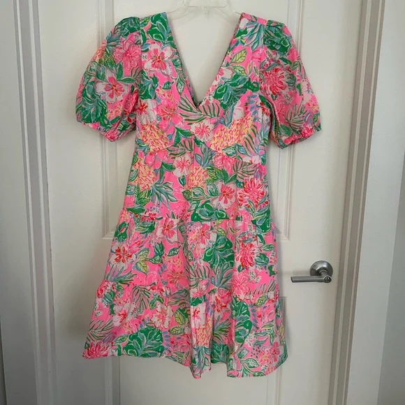 Lilly Pulitzer Nalani Short Sleeve Cotton Dress Journey to the Jungle Size 12 - Picture 2 of 4